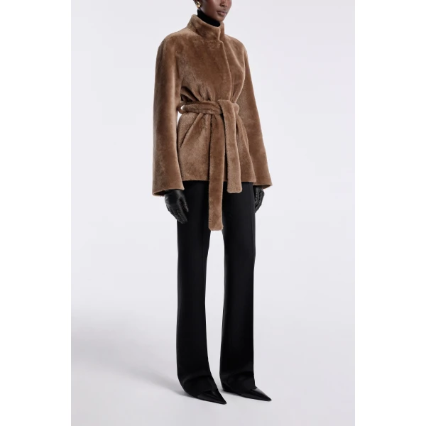 Nour Hammour Coats Color | Elsa Merinos Ladylike Shearling Coat luxury leather Coats from Luxury Shoes 