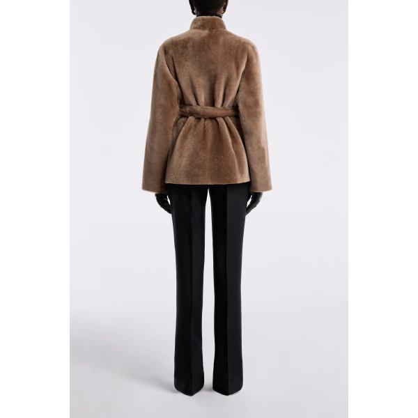 Nour Hammour Coats Color | Elsa Merinos Ladylike Shearling Coat luxury leather Coats from Luxury Shoes 