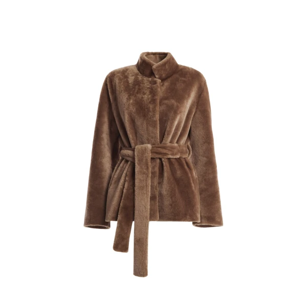 Nour Hammour Coats Color | Elsa Merinos Ladylike Shearling Coat luxury leather Coats from Luxury Shoes 