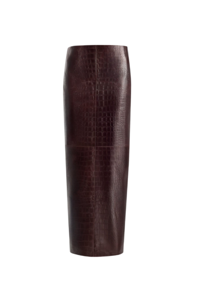 Nour Hammour Skirts Color | Elyse Croco Skirt Embossed Leather Skirt luxury leather Skirts from Luxury Shoes 