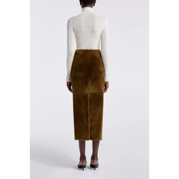 Nour Hammour Skirts Color | Elyse Shearling Velvety Shearling Skirt luxury leather Skirts from Luxury Shoes 
