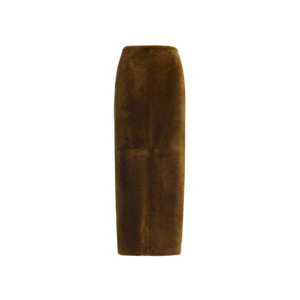 Nour Hammour Skirts Color | Elyse Shearling Velvety Shearling Skirt luxury leather Skirts from Luxury Shoes 