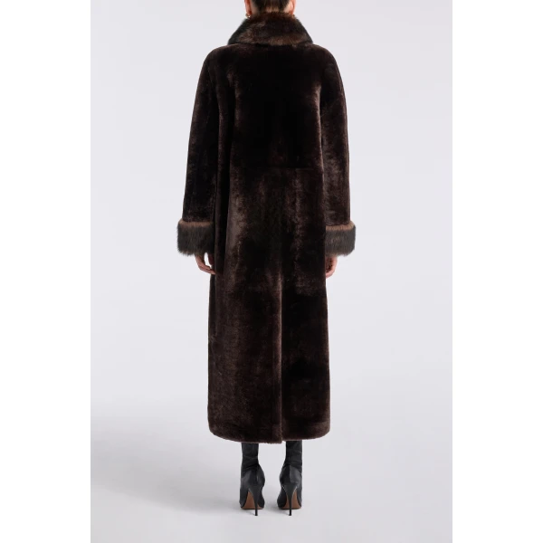 Nour Hammour Coats Color | Enya Rich Shearling Coat luxury leather Coats from Luxury Shoes 