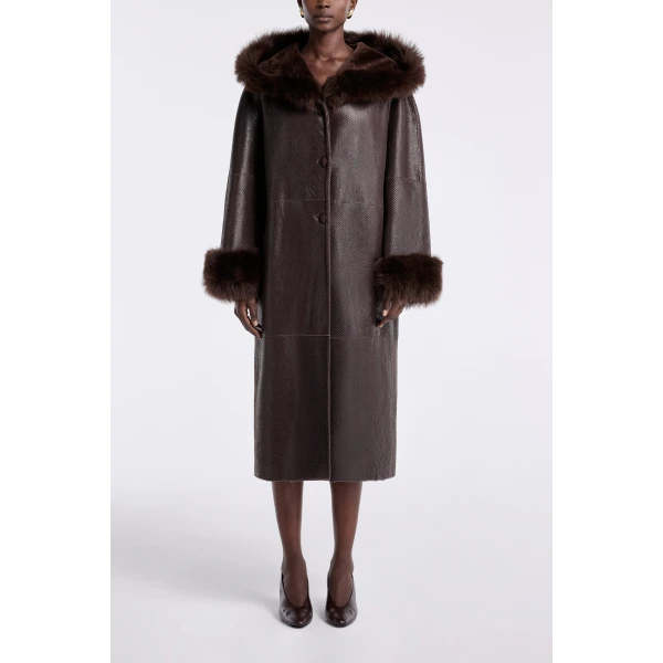 Nour Hammour Coats Color | Gancin Lavish Winter Coat luxury leather Coats from Luxury Shoes 
