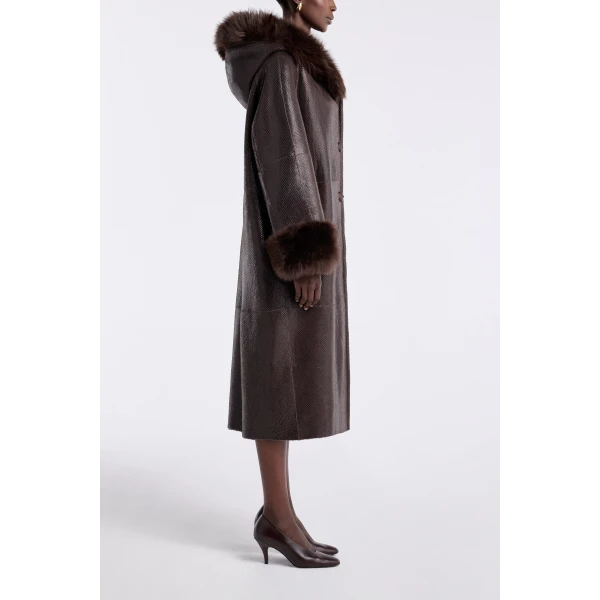 Nour Hammour Coats Color | Gancin Lavish Winter Coat luxury leather Coats from Luxury Shoes 