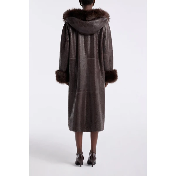 Nour Hammour Coats Color | Gancin Lavish Winter Coat luxury leather Coats from Luxury Shoes 