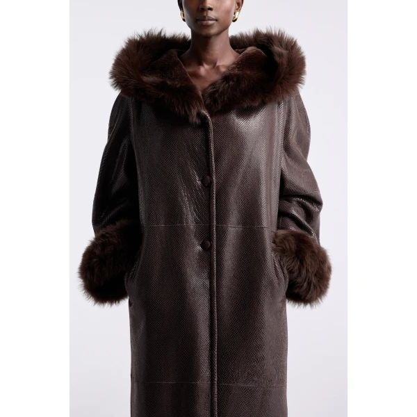 Nour Hammour Coats Color | Gancin Lavish Winter Coat luxury leather Coats from Luxury Shoes 