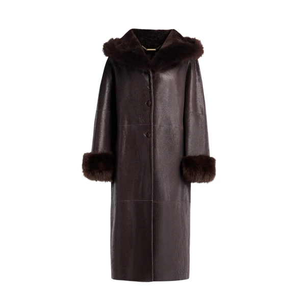 Nour Hammour Coats Color | Gancin Lavish Winter Coat luxury leather Coats from Luxury Shoes 