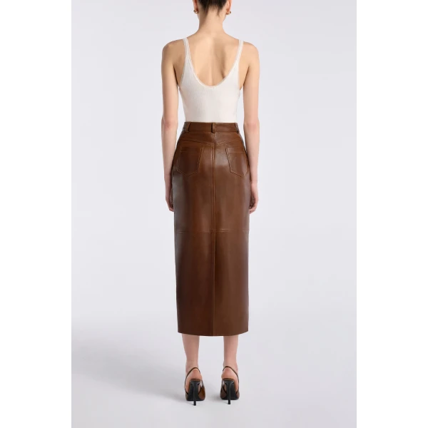 Nour Hammour Skirts Color | Ghalia Skirt Long Leather Skirt luxury leather Skirts from Luxury Shoes 