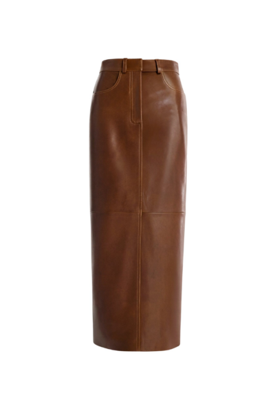 Nour Hammour Skirts Color | Ghalia Skirt Long Leather Skirt luxury leather Skirts from Luxury Shoes 