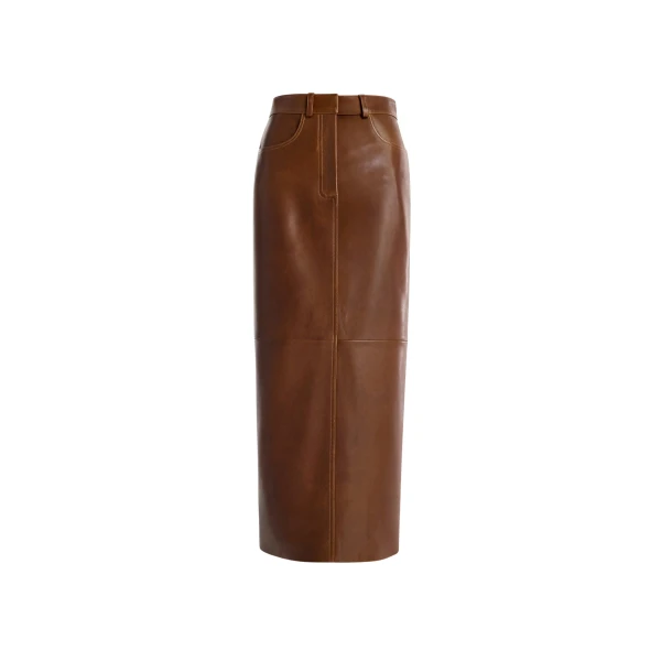 Nour Hammour Skirts Color | Ghalia Skirt Long Leather Skirt luxury leather Skirts from Luxury Shoes 