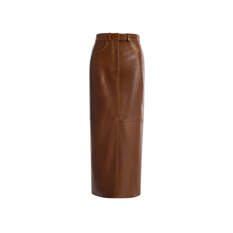 Nour Hammour Skirts Color | Ghalia Skirt Long Leather Skirt luxury leather Skirts from Luxury Shoes 