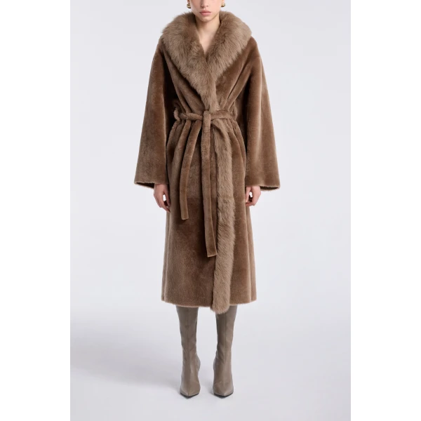 Nour Hammour Coats Color | Isadora Sumptuous Shearling Coat luxury leather Coats from Luxury Shoes 