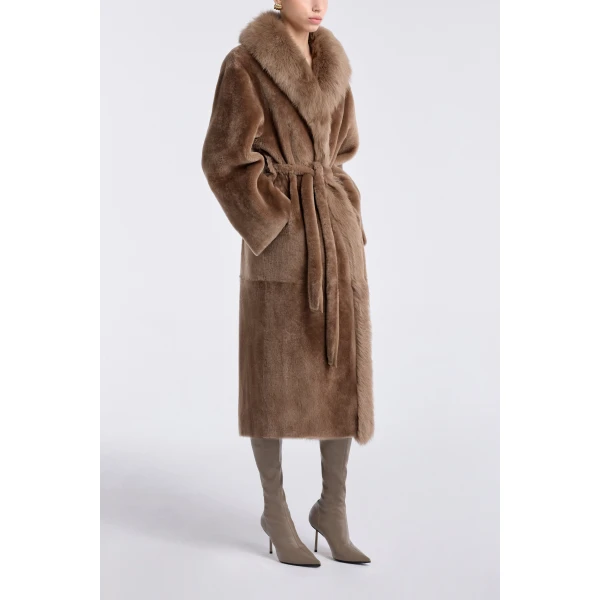 Nour Hammour Coats Color | Isadora Sumptuous Shearling Coat luxury leather Coats from Luxury Shoes 