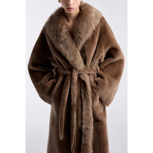 Nour Hammour Coats Color | Isadora Sumptuous Shearling Coat luxury leather Coats from Luxury Shoes 