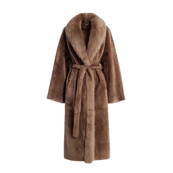 Nour Hammour Coats Color | Isadora Sumptuous Shearling Coat luxury leather Coats from Luxury Shoes 