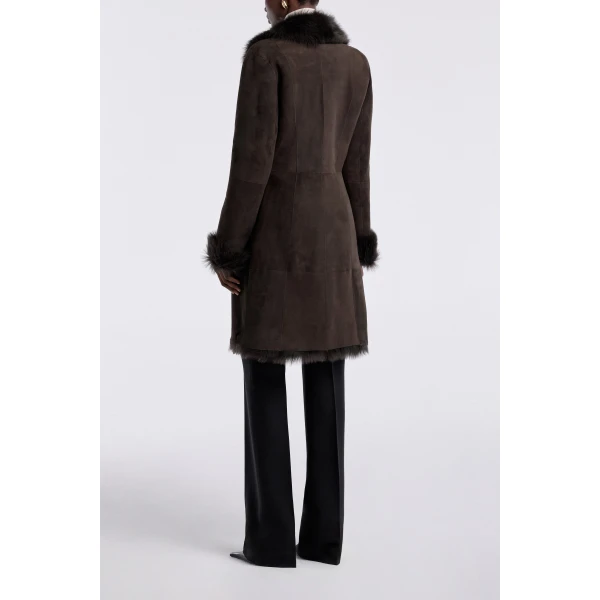 Nour Hammour Coats Color | Joni Midlength Feminine Shearling Coat luxury leather Coats from Luxury Shoes 