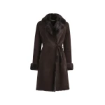 Nour Hammour Coats Color | Joni Midlength Feminine Shearling Coat luxury leather Coats from Luxury Shoes 