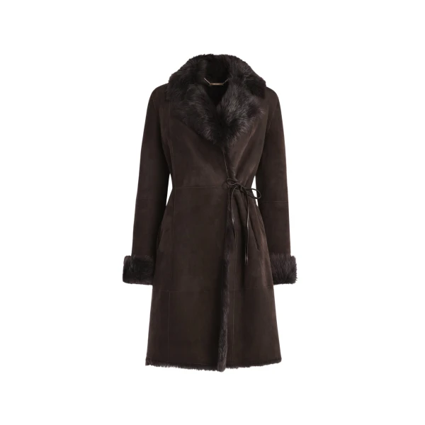 Nour Hammour Coats Color | Joni Midlength Feminine Shearling Coat luxury leather Coats from Luxury Shoes 