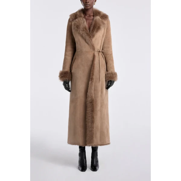 Nour Hammour Coats Color | Joni Off-duty Shearling Essential Coat luxury leather Coats from Luxury Shoes 
