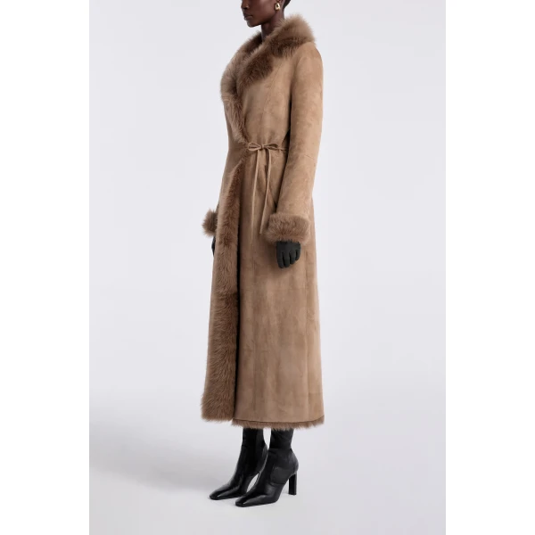 Nour Hammour Coats Color | Joni Off-duty Shearling Essential Coat luxury leather Coats from Luxury Shoes 