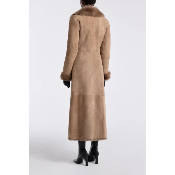 Nour Hammour Coats Color | Joni Off-duty Shearling Essential Coat luxury leather Coats from Luxury Shoes 