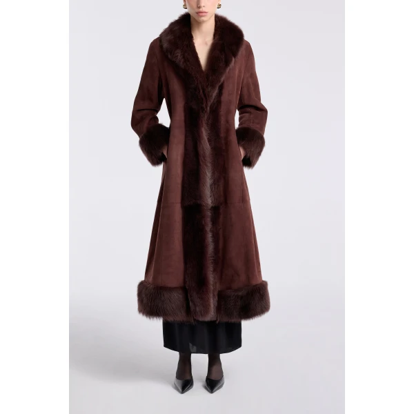 Nour Hammour Coats Color | Kaia Sweeping Toscana Coat luxury leather Coats from Luxury Shoes 