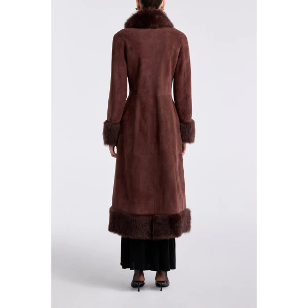 Nour Hammour Coats Color | Kaia Sweeping Toscana Coat luxury leather Coats from Luxury Shoes 