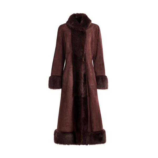 Nour Hammour Coats Color | Kaia Sweeping Toscana Coat luxury leather Coats from Luxury Shoes 
