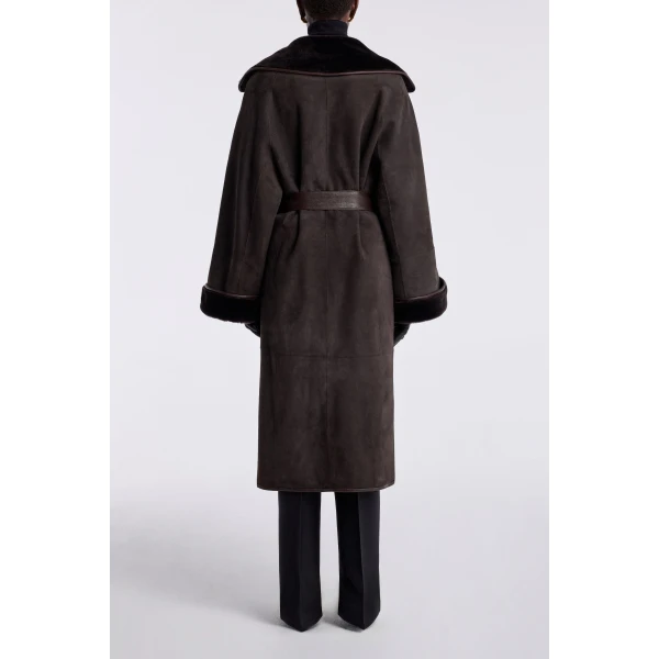 Nour Hammour Coats Color | Lourdes Drapey Shearling Coat luxury leather Coats from Luxury Shoes 