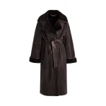 Nour Hammour Coats Color | Lourdes Drapey Shearling Coat luxury leather Coats from Luxury Shoes 