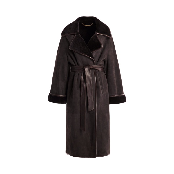 Nour Hammour Coats Color | Lourdes Drapey Shearling Coat luxury leather Coats from Luxury Shoes 
