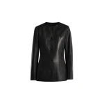Nour Hammour Jackets Color | Maud Chic Collarless Blazer luxury leather Jackets from Luxury Shoes 