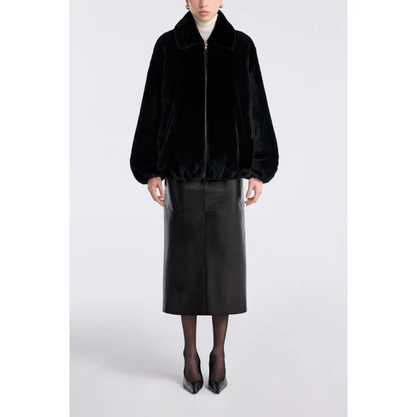 Nour Hammour Jackets Color | Plush Bomber Cozy Bomber Jacket luxury leather Jackets from Luxury Shoes 