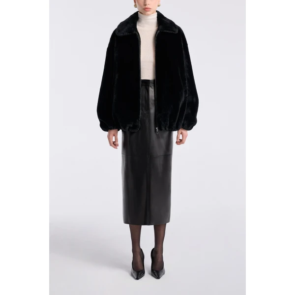 Nour Hammour Jackets Color | Plush Bomber Cozy Bomber Jacket luxury leather Jackets from Luxury Shoes 
