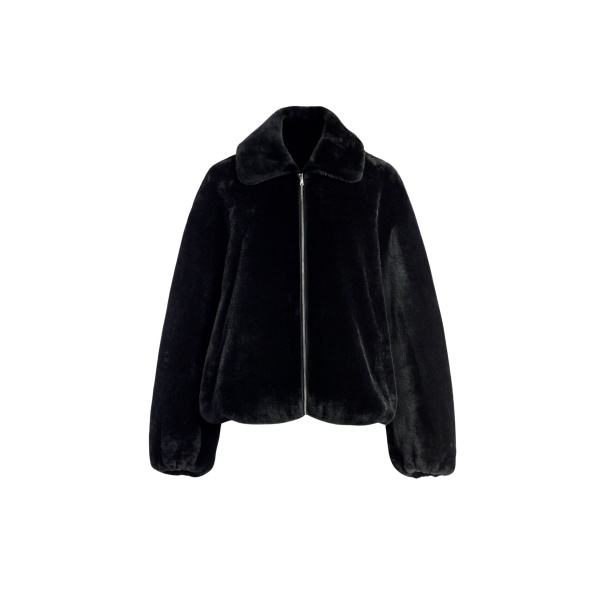 Nour Hammour Jackets Color | Plush Bomber Cozy Bomber Jacket luxury leather Jackets from Luxury Shoes 