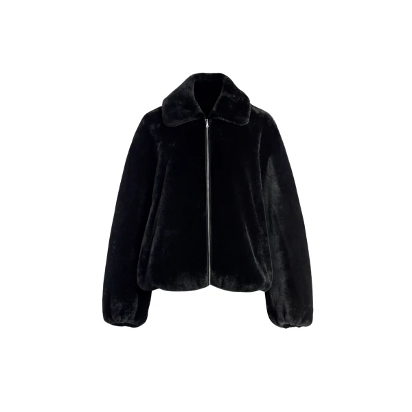 Nour Hammour Jackets Color | Plush Bomber Cozy Bomber Jacket luxury leather Jackets from Luxury Shoes 