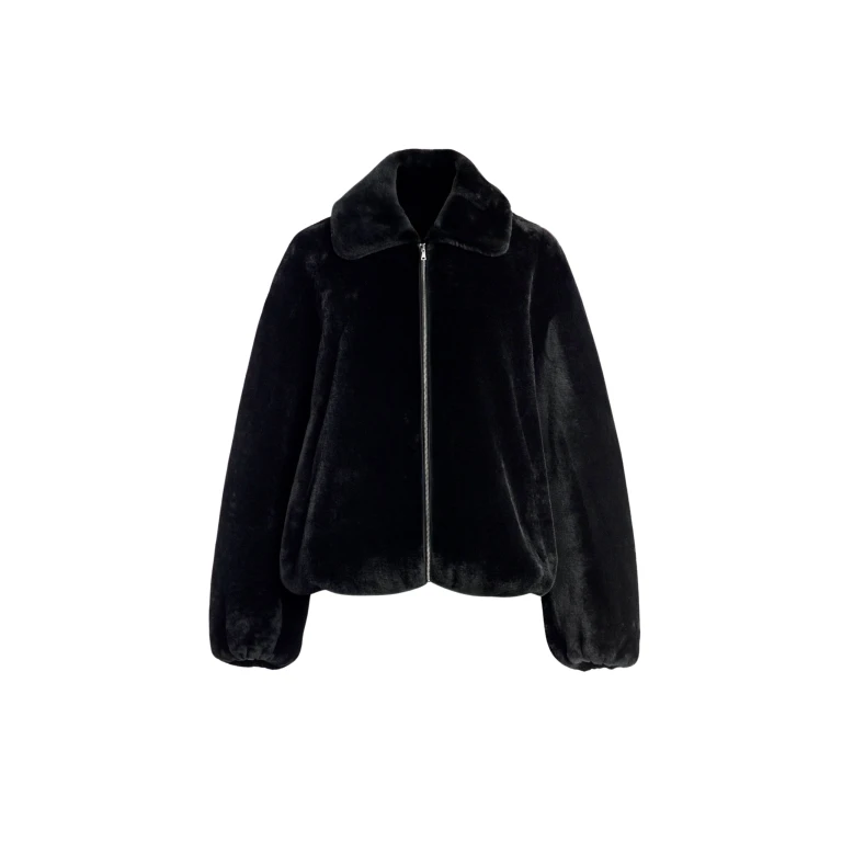 Nour Hammour Jackets Color | Plush Bomber Cozy Bomber Jacket luxury leather Jackets from Luxury Shoes 