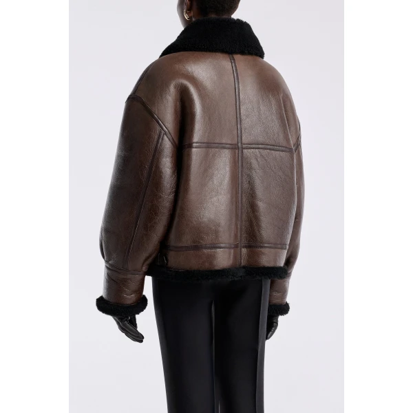 Nour Hammour Jackets Color | Portia Modern Shearling Aviator Jacket luxury leather Jackets from Luxury Shoes 
