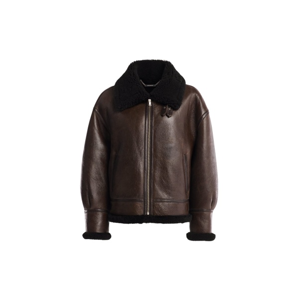 Nour Hammour Jackets Color | Portia Modern Shearling Aviator Jacket luxury leather Jackets from Luxury Shoes 