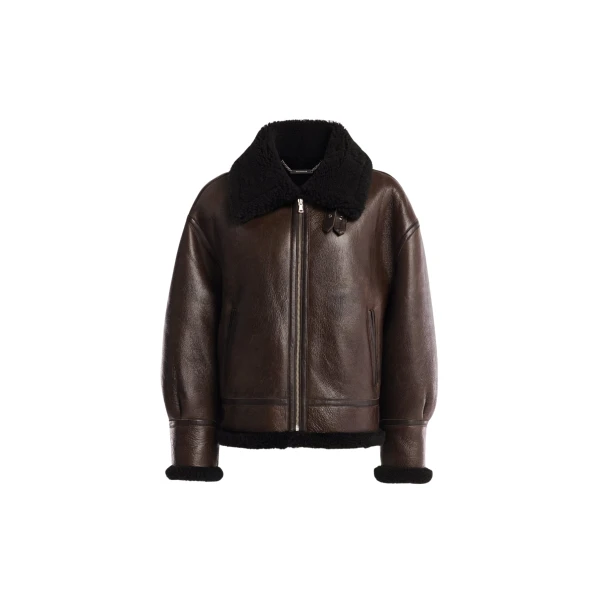 Nour Hammour Jackets Color | Portia Modern Shearling Aviator Jacket luxury leather Jackets from Luxury Shoes 