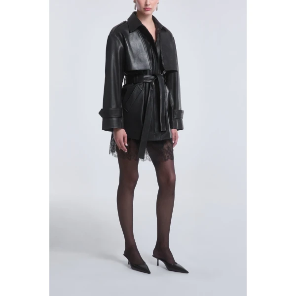 Nour Hammour Jackets Color | Priya Sculpted Leather Jacket luxury leather Jackets from Luxury Shoes 