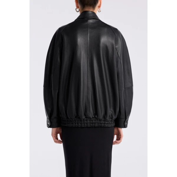Nour Hammour Jackets Color | Rafe Scuptural Leather Bomber Jacket luxury leather Jackets from Luxury Shoes 