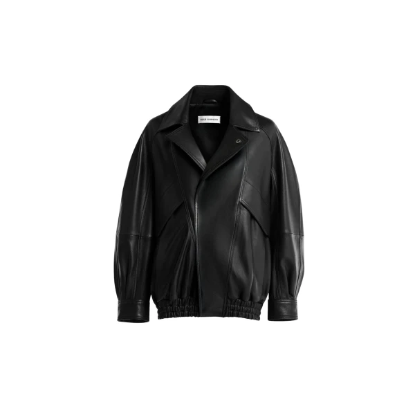 Nour Hammour Jackets Color | Rafe Scuptural Leather Bomber Jacket luxury leather Jackets from Luxury Shoes 
