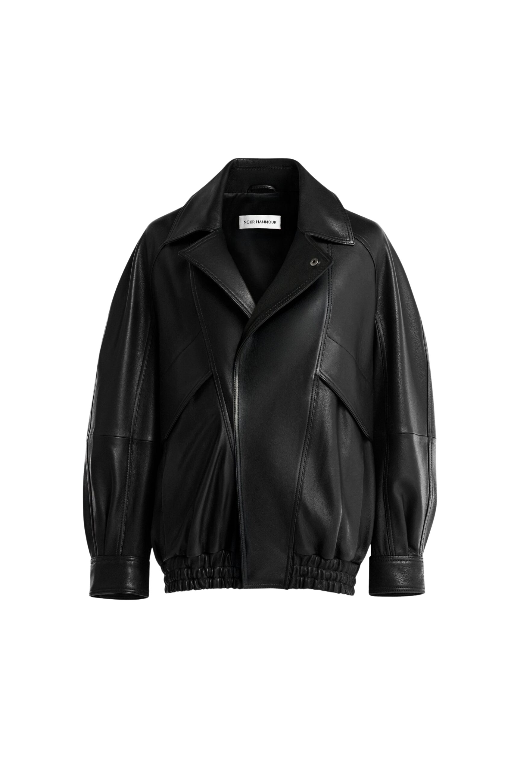 Nour Hammour Jackets Color | Rafe Scuptural Leather Bomber Jacket luxury leather Jackets from Luxury Shoes 