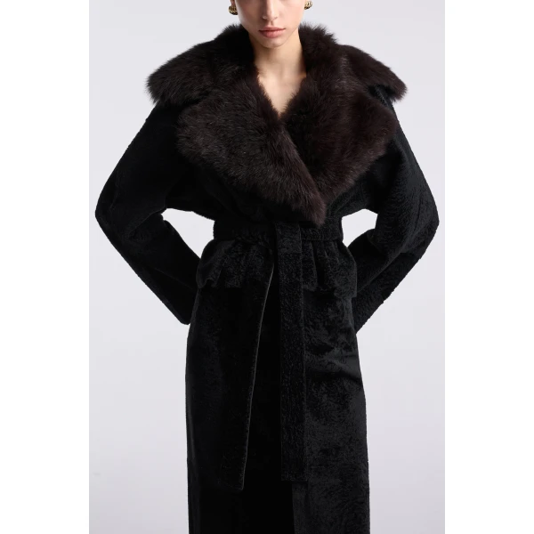 Nour Hammour Jackets Color | Renata Velvety Shearling Jacket luxury leather Jackets from Luxury Shoes 