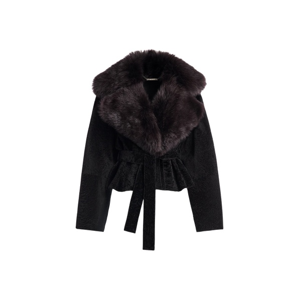 Nour Hammour Jackets Color | Renata Velvety Shearling Jacket luxury leather Jackets from Luxury Shoes 