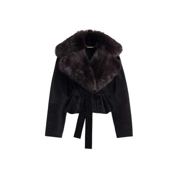 Nour Hammour Jackets Color | Renata Velvety Shearling Jacket luxury leather Jackets from Luxury Shoes 