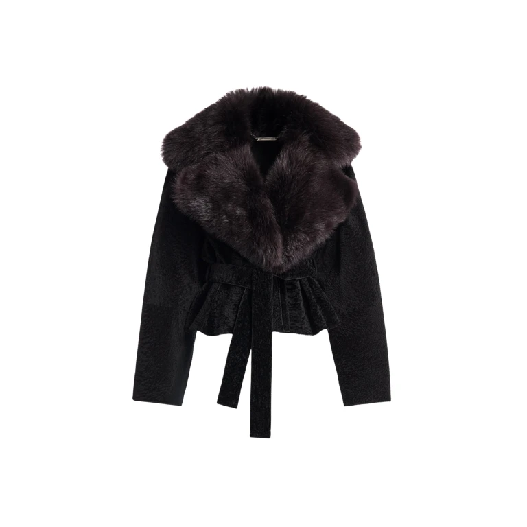 Nour Hammour Jackets Color | Renata Velvety Shearling Jacket luxury leather Jackets from Luxury Shoes 