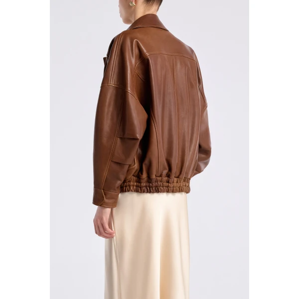 Nour Hammour Jackets Color | Runa Soft Leather Bomber luxury leather Jackets from Luxury Shoes 